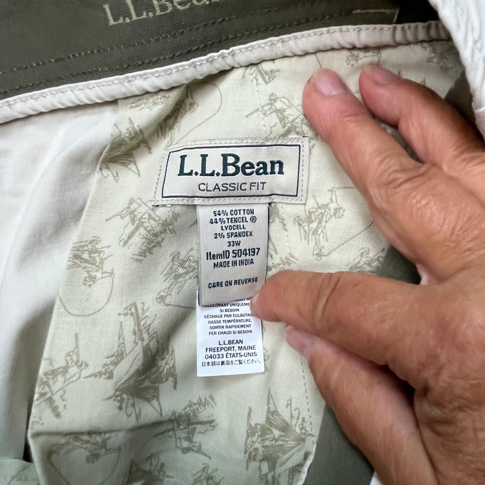 LL Bean Shorts Mens 33 Cream White Classic Fit Flat Front Stretch Waistband NEW - Picture 11 of 16